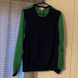 Green and blue blouse